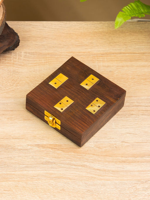 Настольная игра «Домино», 18.5×7.5×4 см, дерево шишам, латунь