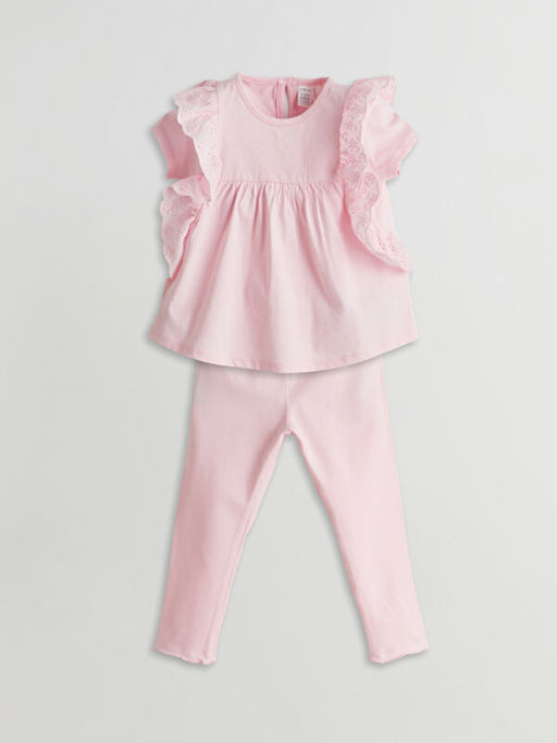 Bisiklet Yaka Basic K?z Bebek Bluz ve Tayt 2li