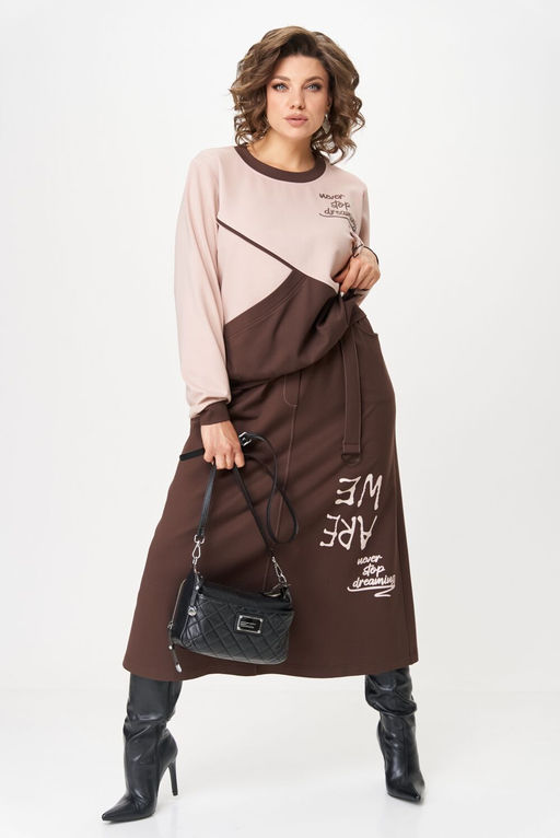 Костюм Aira Style 24129 пудра+коричневый  фото 8