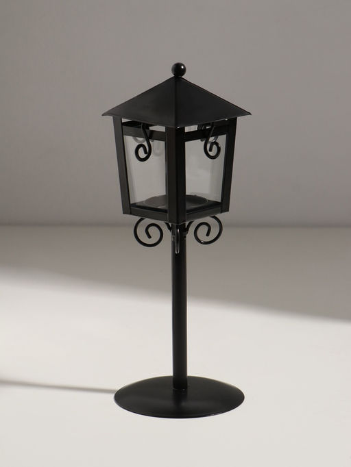 Подсвечник на 1 свечу «Фонарь», металл, чёрный, 24×9×9 см