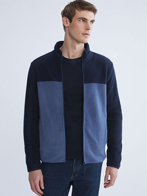 Dik Yaka Polar Erkek Fermuarl? Sweatshirt