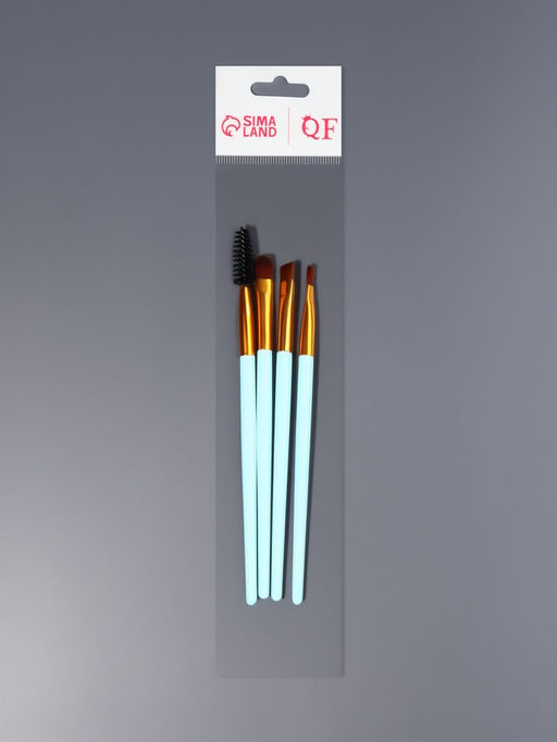 Цена за 4 шт. Набор кистей для макияжа COLOR POWER, 4 шт., бирюзовый, золотистый