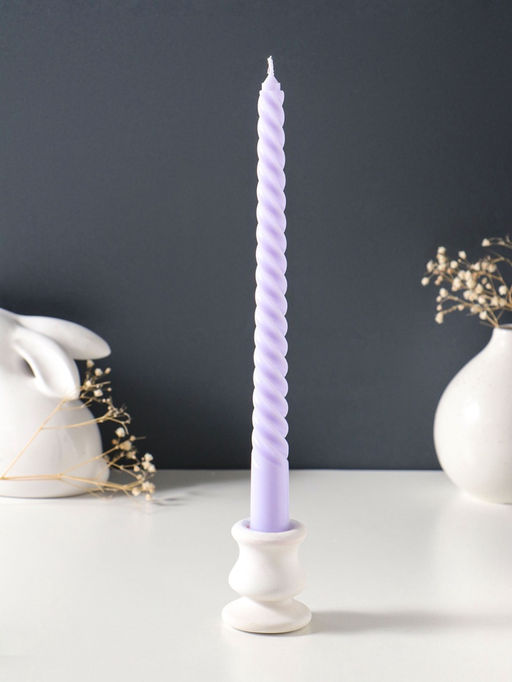 Свеча витая 25 см (набор 3 шт) 57 гр, 5 ч, цв. лаванда