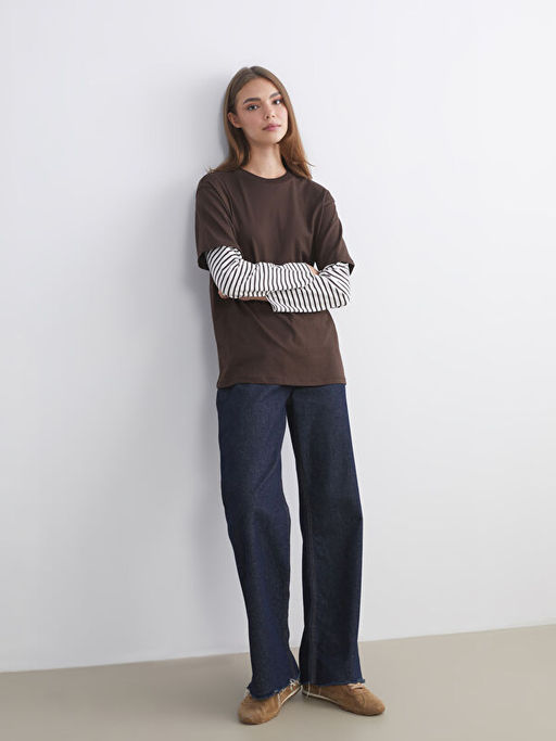 Bisiklet Yaka ?izgili Kad?n Tunik