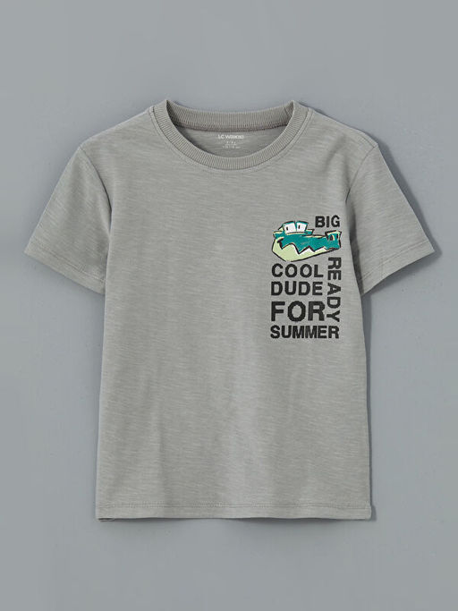 Bisiklet Yaka Bask?l? Erkek ?ocuk Ti??rt 2li