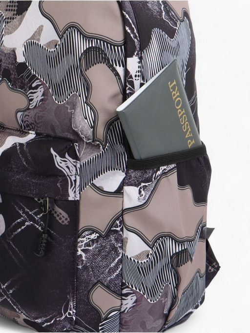 Рюкзак школьный на молнии, с карманами, с абстрактным принтом, размер 30?13?42 см, с принтом, чёрный