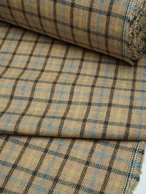 Шерсть пальтово-костюмная Твид Клетка цв.песочный, ш.1.5м, шерсть-20%, п/э-80%, 340гр/м.кв - Купава фото 5