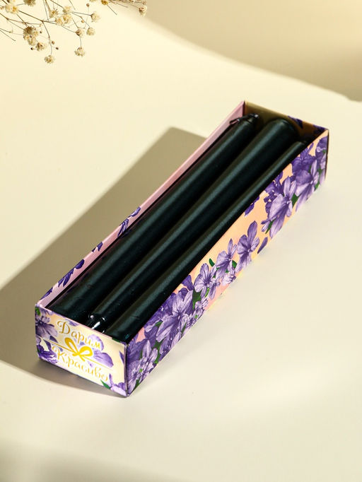 Набор свечей античных, 1.9×20 см, 6 шт., чёрный металлик