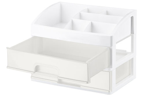 Органайзер для косметики 2 ящика 25,8*17,8*20 см белый/перламутр (модель 330206) - Elan gallery фото 4