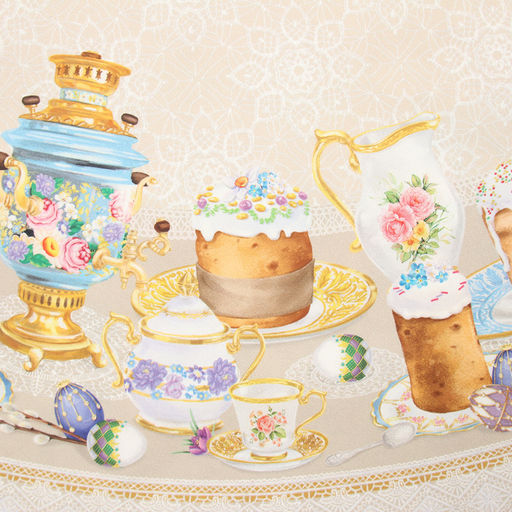 Скатерть Этель Пасхальные куличи d=148 см, 100% хл, саржа 190 гр/м2  фото 11