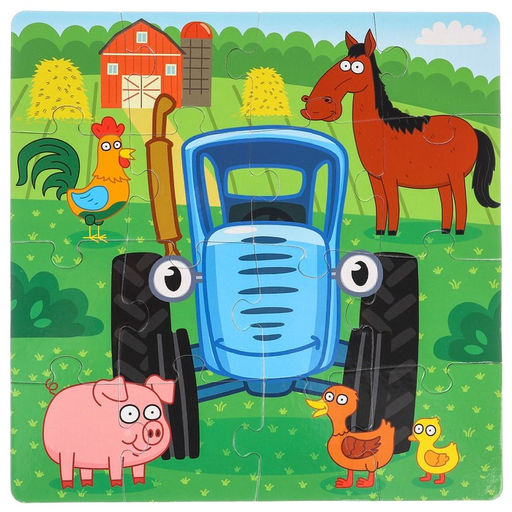 Пазл-раскраска 2 в 1 Синий трактор на ферме  фото 2