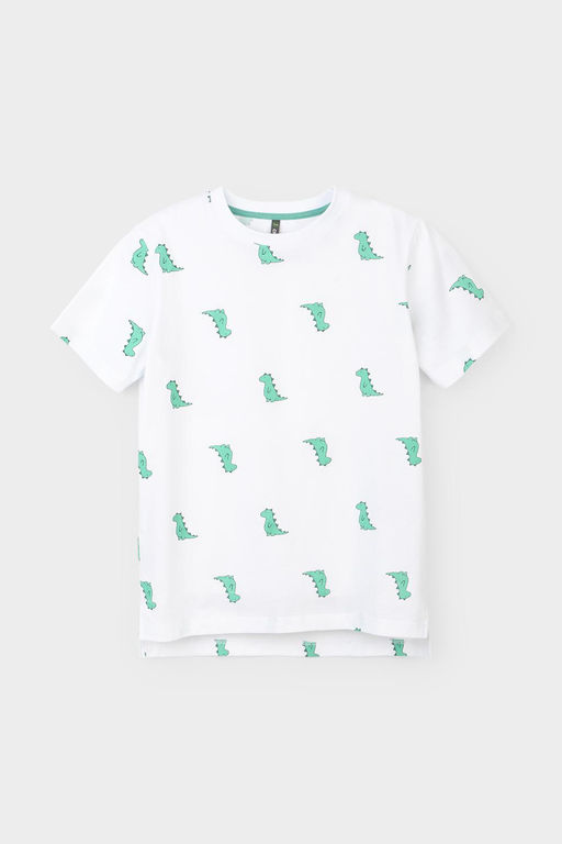 КР 301984/белый,зеленые динозавры фуфайка (футболка) для мал