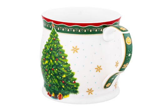 Кружка 350 мл 11,5*8,5*8,5 см Новогодняя елка зеленый узор NEW BONE CHINA - Elan gallery фото 4