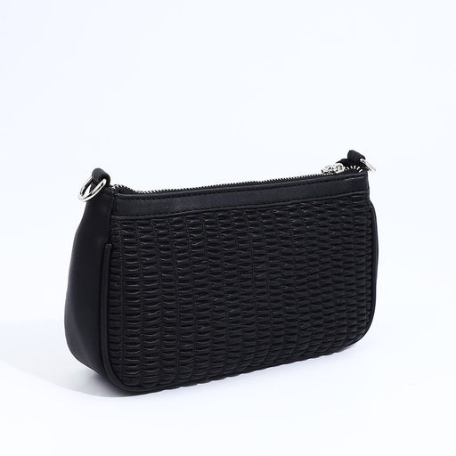 Сумка-багет на молнии, длинный ремень, цвет чёрный - Simaland фото 4