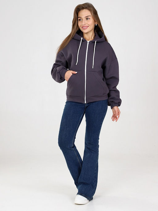 Толстовка Джерри  женская на молнии из футера с начесом Серая - Амавес-текстиль фото 16