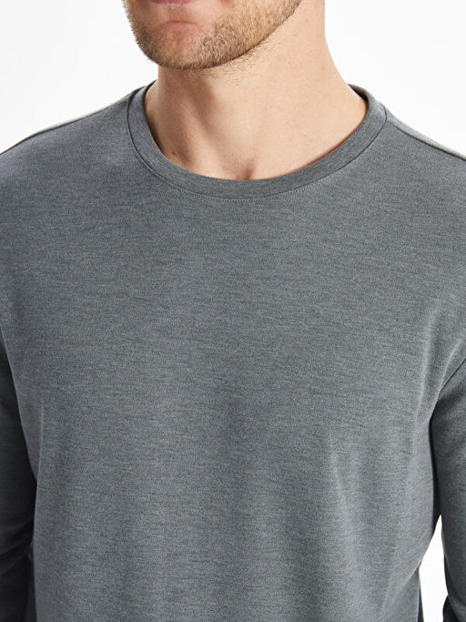Bisiklet Yaka Uzun Kollu Erkek Sweatshirt