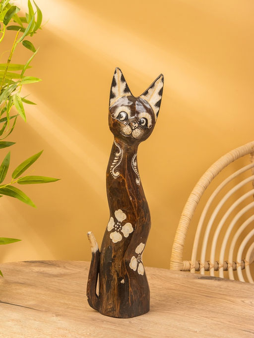 Сувенир «Кошка», 60×14×6 см, дерево, коричневый, МИКС