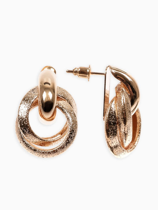 Серьги металл Фьюче круги плетения, цвет золото