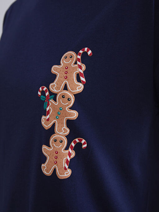 Bisiklet Yaka Bask?l? Kad?n Pijama Tak?m?