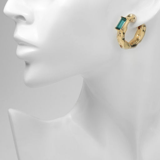 Серьги со стразами Блеск вечера азарт, зелёные в золоте - Qf фото 3