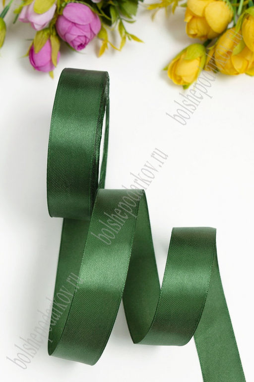 Лента атласная 2,5 см*25 ярд (SF-1357) темно-зеленый №049