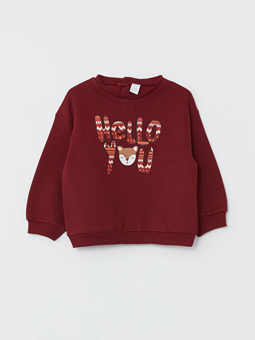 Bisiklet Yaka Uzun Kollu Bask?l? K?z Bebek Sweatshirt 2li - Waikiki фото 3