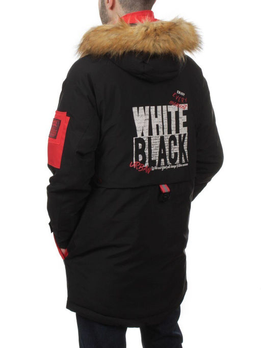 22067 BLACK RED Куртка мужская зимняя облегченная (150 гр. холлофайбер)