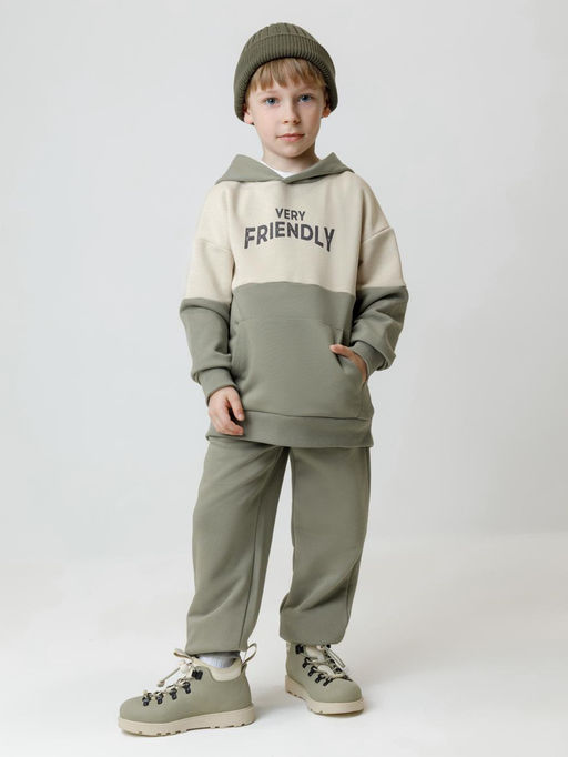 КР 302916/бежевый,хаки к642 джемпер (худи) для мал