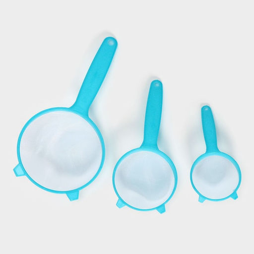 Сито с ручкой, набор 3 шт., пластик, d=6.5/8/12 см, МИКС