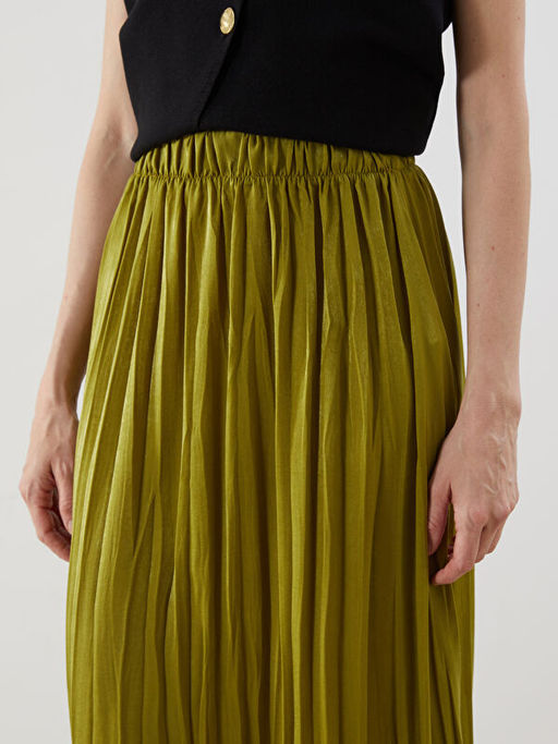 Beli Lastikli Pileli Etek