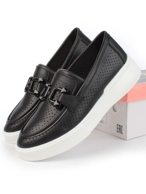 03-YD13-3D BLACK/WHITE Полуботинки женские (натуральная кожа)