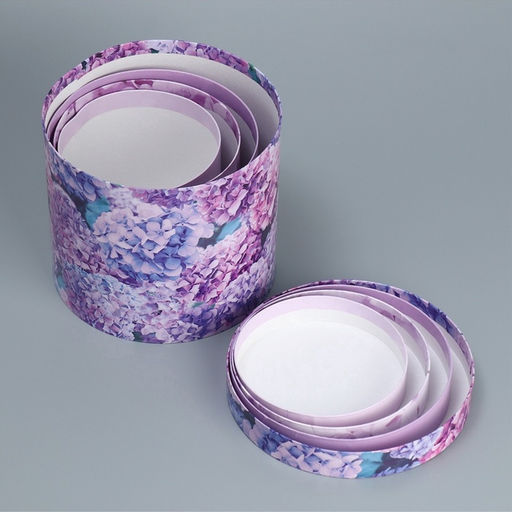 Набор коробок для цветов 4 в 1, упаковка подарочная, Лаванда, 14?14?13 см - 20?20?17.5 см