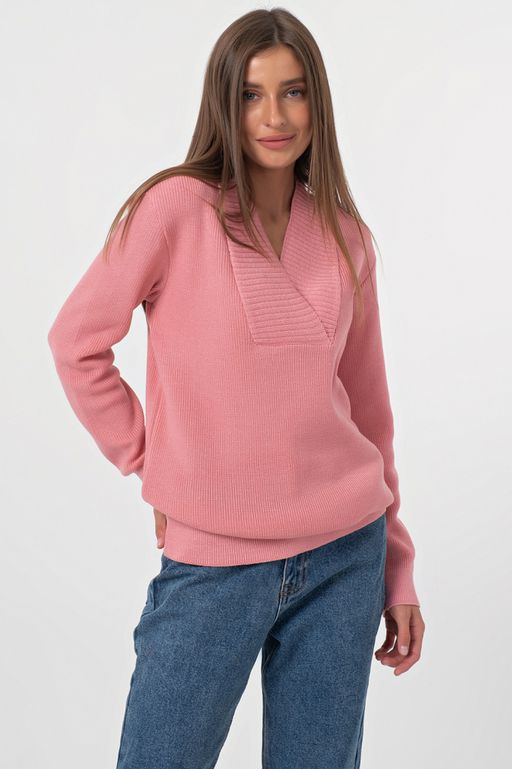 Пуловер вязаный свободный со спущенным плечом черный - Fly фото 15