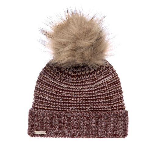 Шапка SEEBERGER арт. 18242-1 POMPOM BEANIE (бордовый / ярко-розовый)