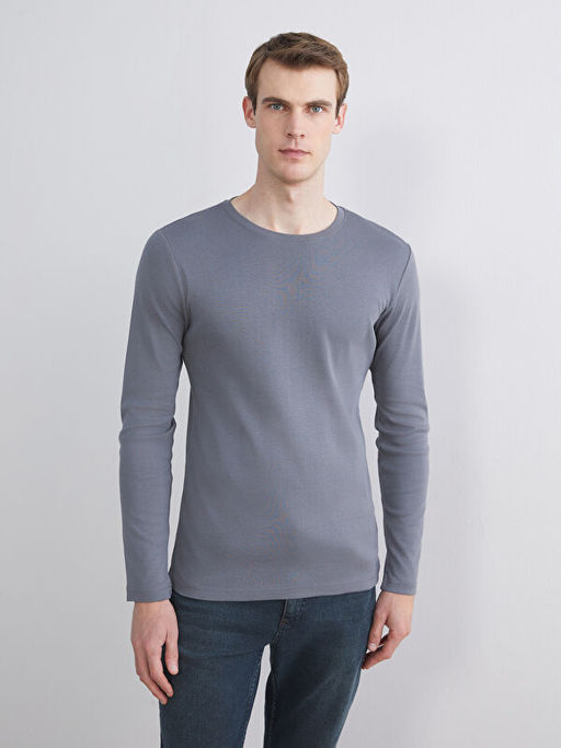 Bisiklet Yaka Basic Uzun Kollu Erkek Ti??rt