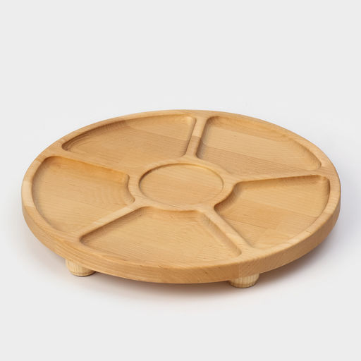 Менажница деревянная Adelica Фортуна, на ножках с соусницей, d=30 см, 70 мл, берёза фото 5