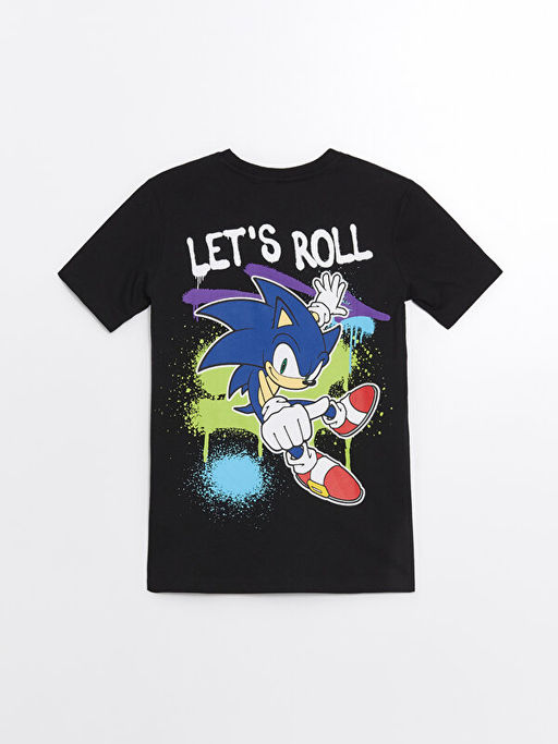 Bisiklet Yaka Sonic Bask?l? K?sa Kollu Erkek ?ocuk Ti??rt - Waikiki фото 2
