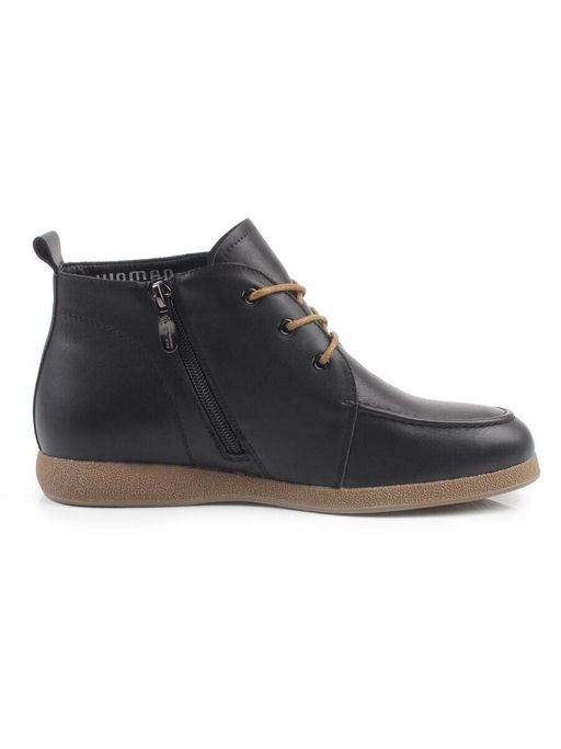 01-S77-98 BLACK Ботинки демисезонные женские (натуральная кожа, байка)