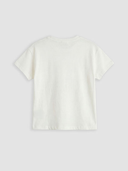 Bisiklet Yaka Kelebek Bask?l? K?z ?ocuk Ti??rt