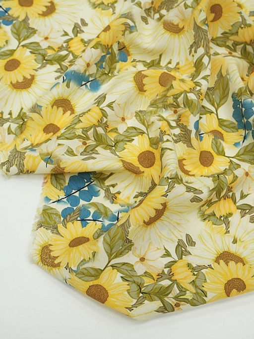 Штапель Премиум (Digital) Солнечный сад, ш.1.45м, вискоза-100%, 105гр/м.кв - Купава фото 7