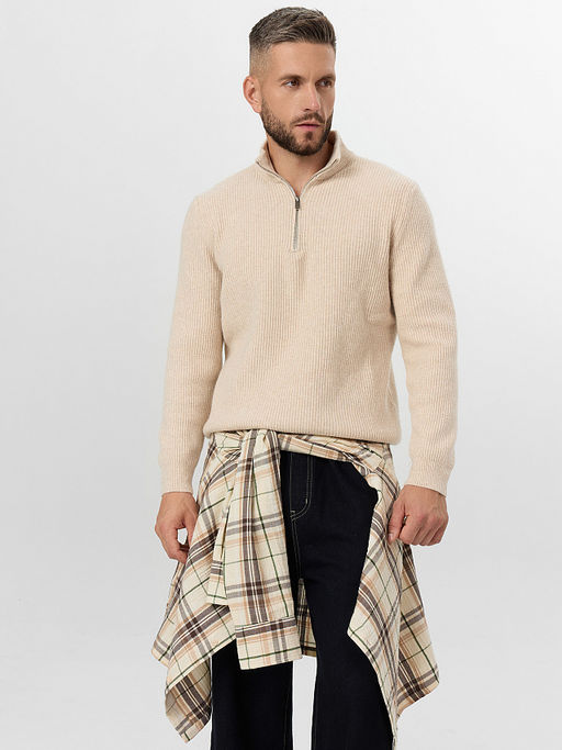 Джемпер на молнии мужской бежевый - Mark formelle фото 8