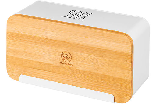 Хлебница Elan Gallery белая металл с бамбуковой крышкой 33×18×13 см  фото 17