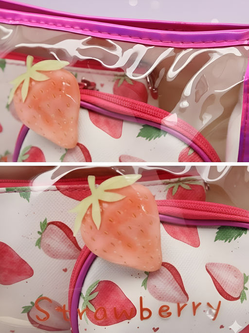 Sunflower Набор косметичек с принтом Клубнички 01 TY, 3 шт., розовый фото 4