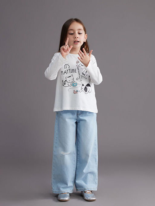 Bisiklet Yaka K?z ?ocuk Ti??rt 2li