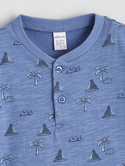 Bisiklet Yaka Desenli Erkek Bebek Ti??rt