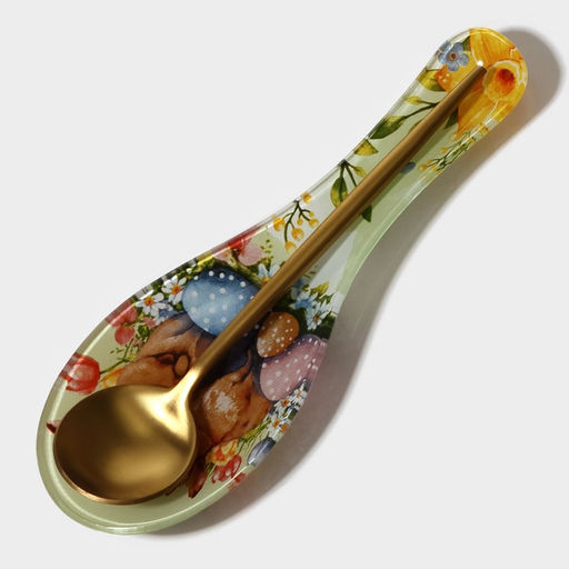 Подставка под ложку Доляна «Акварель», 23.5×8.3×1.5 см, стекло, зелёная