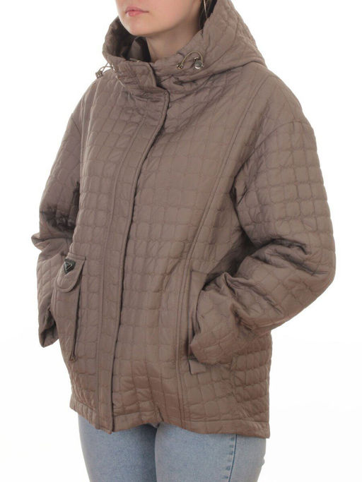 9617 DK. BEIGE Куртка стеганная демисезонная женская (100 гр. холлофайбер)