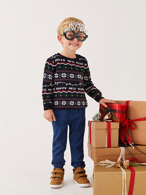 Bisiklet Yaka Uzun Kollu Y?lba?? Temal? Erkek Bebek Triko Kazak - Waikiki фото 2