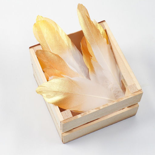 Перья для декора, золото , частичная окраска 13-15 см 10 шт - UPAK LAND фото 3