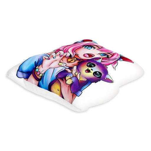 Подушка Яркая девчонка, с котиком - POMPOSHKI фото 3